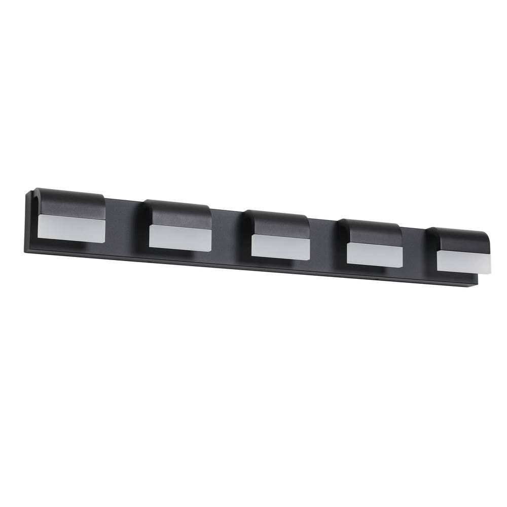 38.2 in. W 5-Lights Black Bathroom Vanity Lighting Fixture Over Mirror, LED Wall Light, 6000K, Cool White price history on PriceWatchPro