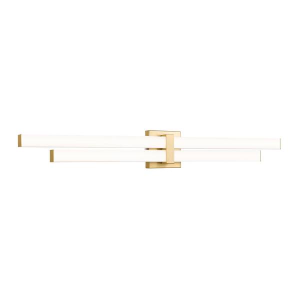 Unbranded Zane 40 in. 2-Light Modern Gold Integrated LED Vanity Light with Frosted Plastic Shade