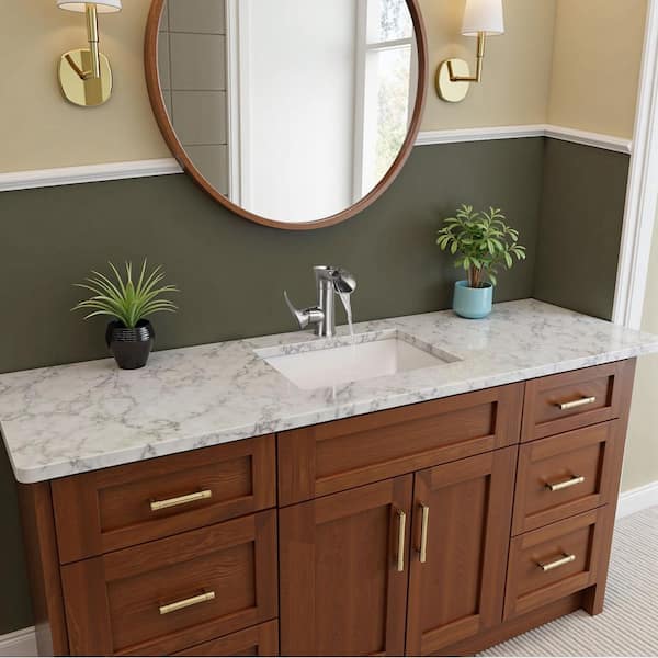 Single Handle Single Hole Bathroom Faucet with PEX supply line in Brushed Nickel