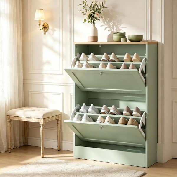 21.75 in. H x 41 in. W Gray Particle Board Shoe Storage Bench Entryway Storage Bench Ottoman with Cushion