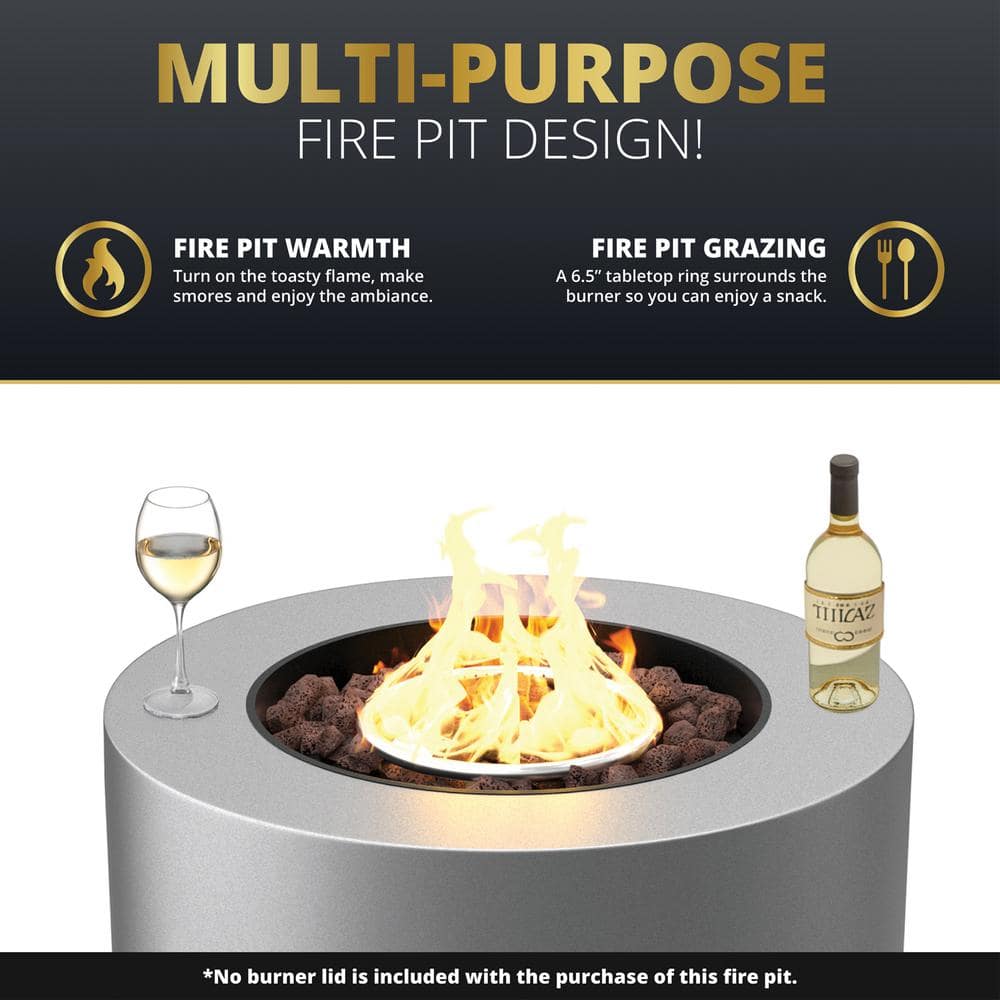 Loren 32-Inch Round Gray Concrete Propane Fire Pit Table