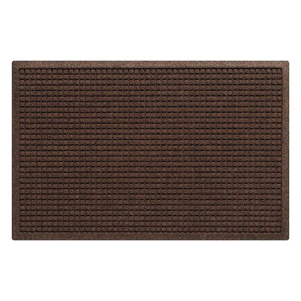 Waterhog Squares 35 in. x 59 in. PET Polyester Indoor Outdoor Door Mat Dark Brown