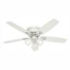 Hunter Oakhurst 52 in. LED Low Profile Indoor White Ceiling Fan with ...
