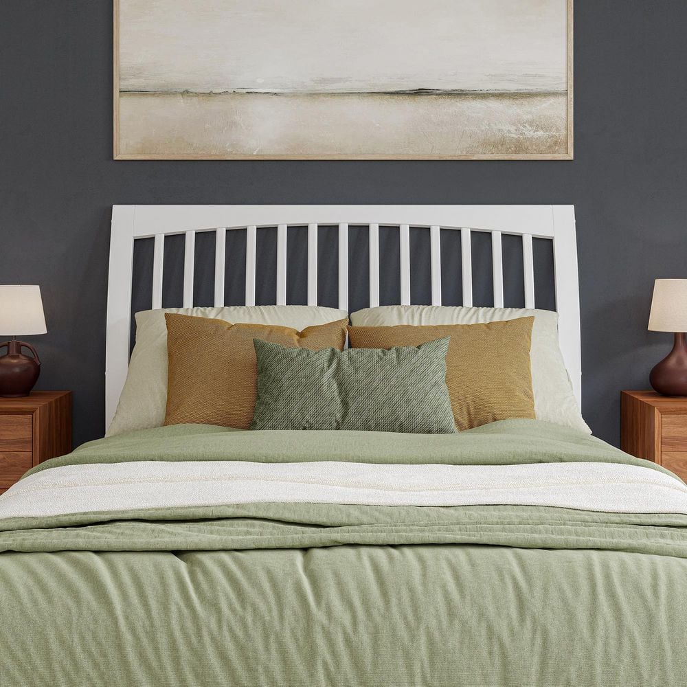 Orleans White Solid Wood Queen Sleigh Platform Bed with Slatted Headboard