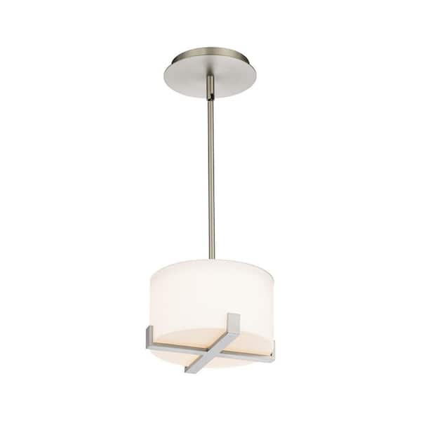 Laurel 15 Watt 1-Light Brushed Nickel Downlight Integrated LED Pendant Light with Opal Glass Diffuser