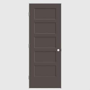 24 in. x 80in. 5-Panel Bayshore Right-Hand Hollow Willow Wood Molded Composite Single Prehung Interior Door w/ Flat Jamb