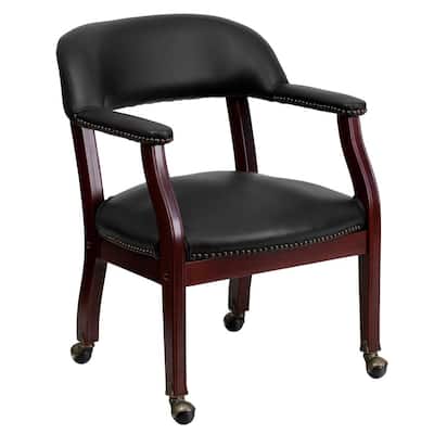 Black Vinyl Luxurious Conference Chair with Casters