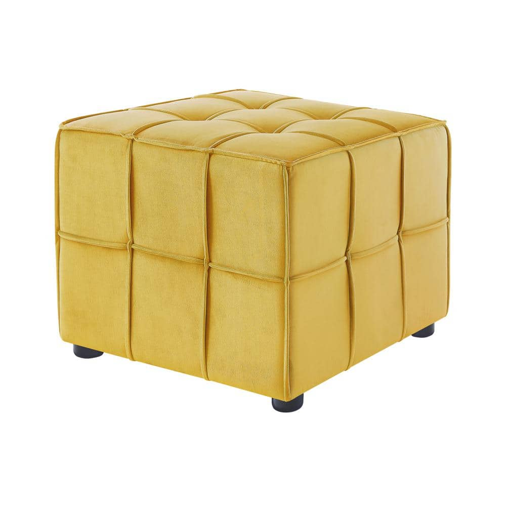 Reviews for Loft Lyfe Nitudra Yellow Upholstered Velvet Square Cube ...