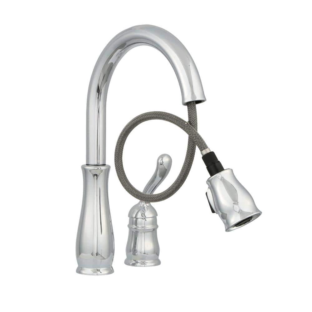 Chrome Pull-Down Kitchen Faucet with Spray and Deck Mount