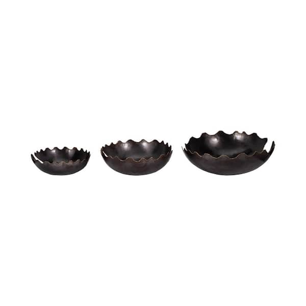 Liv & Skye Black Metal Chipped Decorative Bowl (Set of 3)