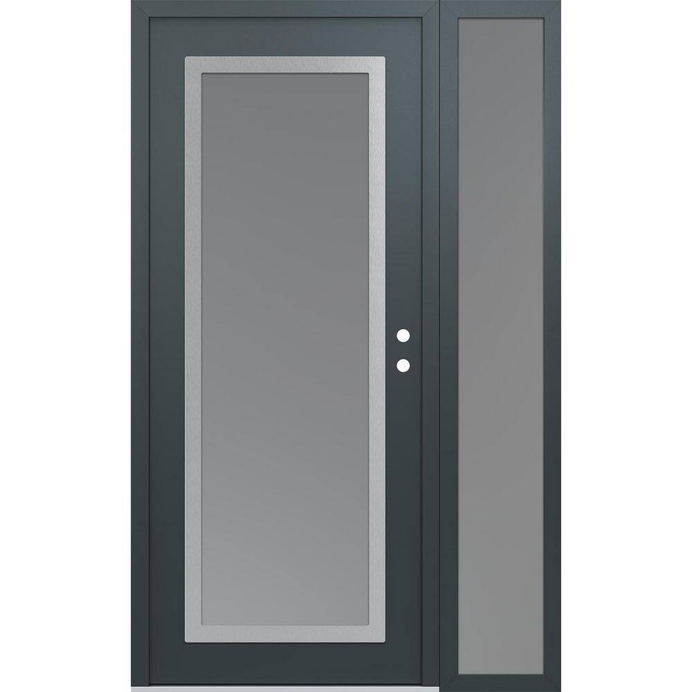 C1 50 in. x 80 in. Silver P Left-Hand/Inswing Frosted Glass Anth/Anth Sidelite Steel Prehung Front Door price history on PriceWatchPro