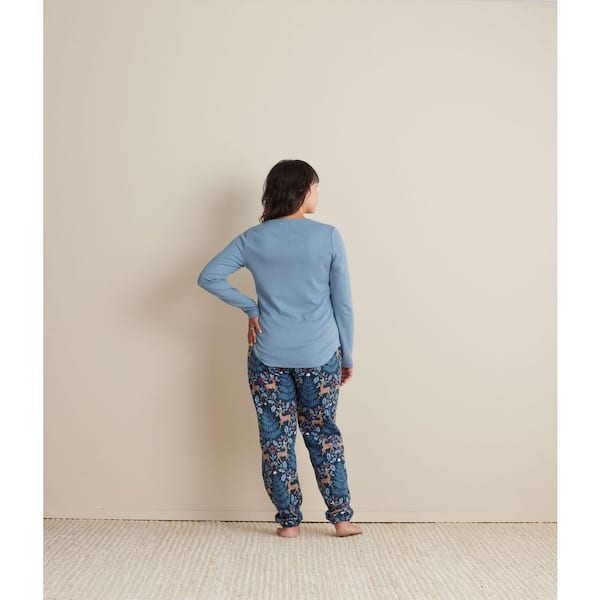 Company Cotton Family Flannel Sleep And Access Women's Extra Small Navy Multi Pajama Set