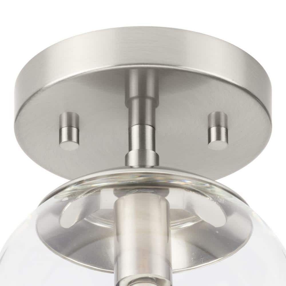 Atwell Brushed Nickel Globe Flush Mount Ceiling Light with Clear Glass