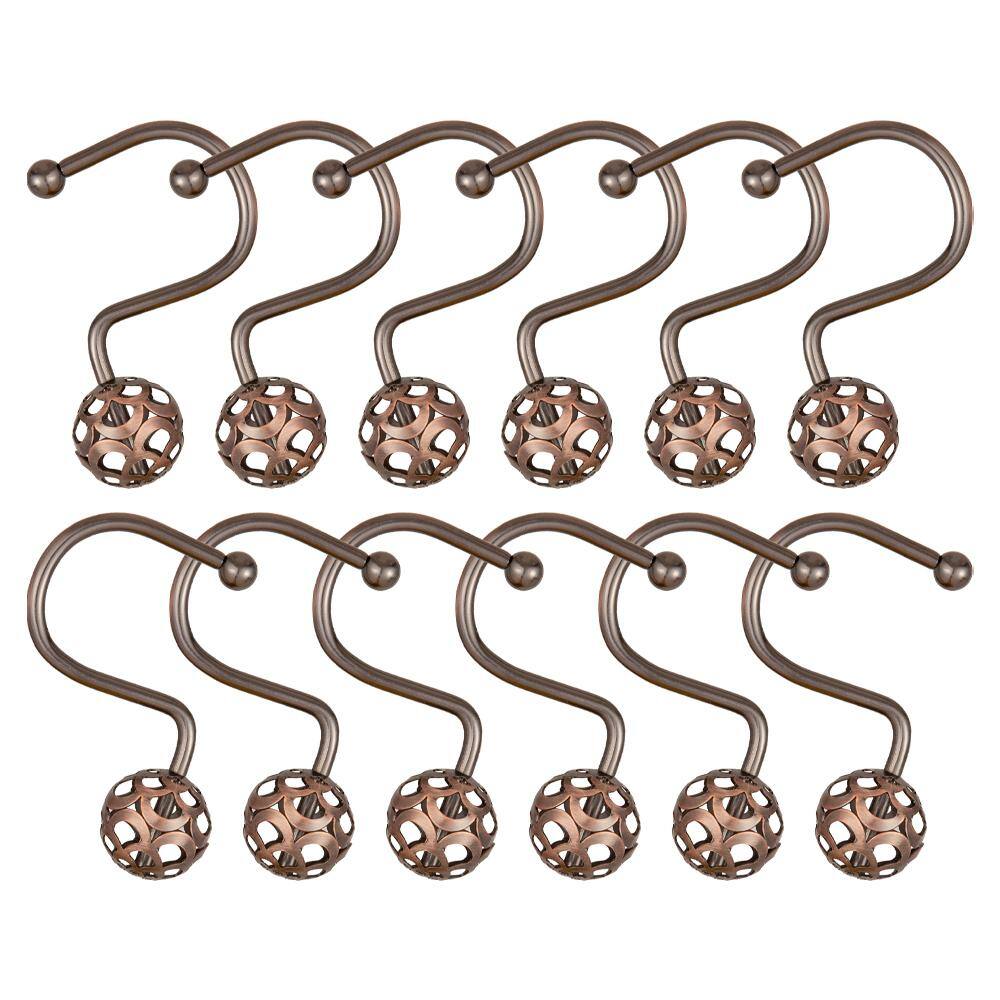 Oil Rubbed Bronze Hollow Ball Shower Curtain Hooks Set of 12