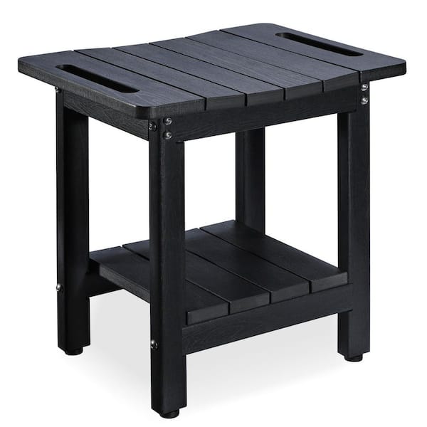 24 in. W Freestanding Shower Seat with Adjustable Feet Waterproof HDPE Bench for Bathroom Black