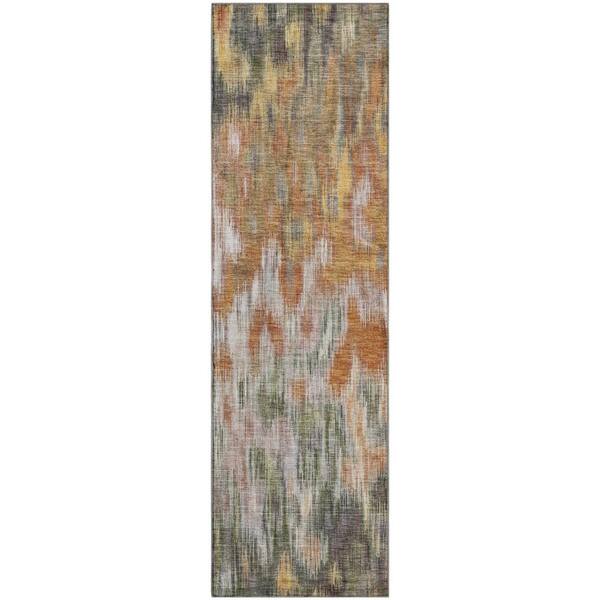 Mayfield Premium Machine Washable Abstract AMF2129 Terracotta 2 ft. x 7 ft. Runner Rug