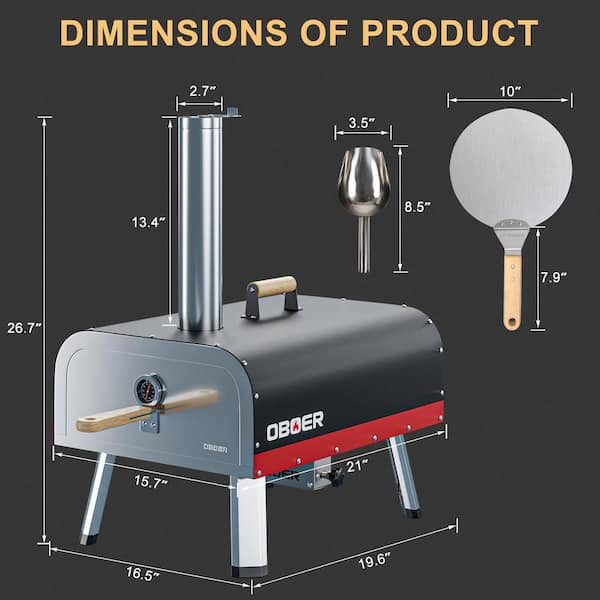 BOZTIY 13 Wood Propane Charcoal Pellet Combo Outdoor Pizza - Main Image