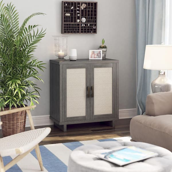 Twin Star Home Crete Oak Accent Cabinet With Linen Door