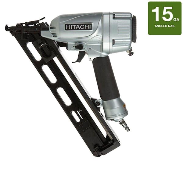 Hitachi 2-1/2 in. x 15-Gauge Angled Nailer and Air Duster with Safety Glasses Hex Bar Wrenches and Case