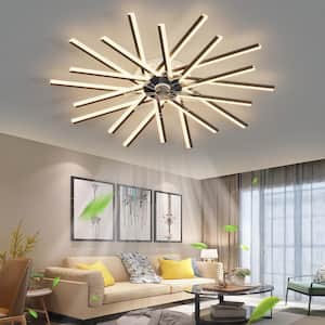 45 in. Remote LED Ceiling Fan Flower Shape Bedroom Living Room Ceiling Lamp with Dimmable Light, 6 Gear Wind Speed Fan