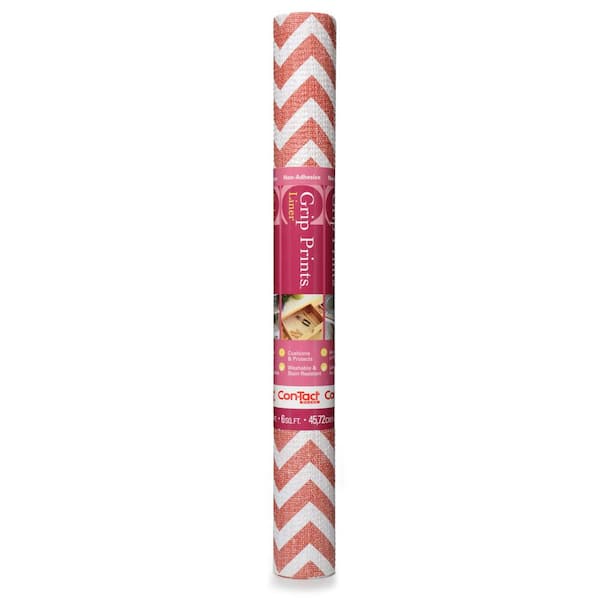 Grip Prints 18 in. x 4 ft. Textured Chevron Vintage Red Non-Adhesive Vinyl Top Grip Drawer and Shelf Liner (6-Rolls)