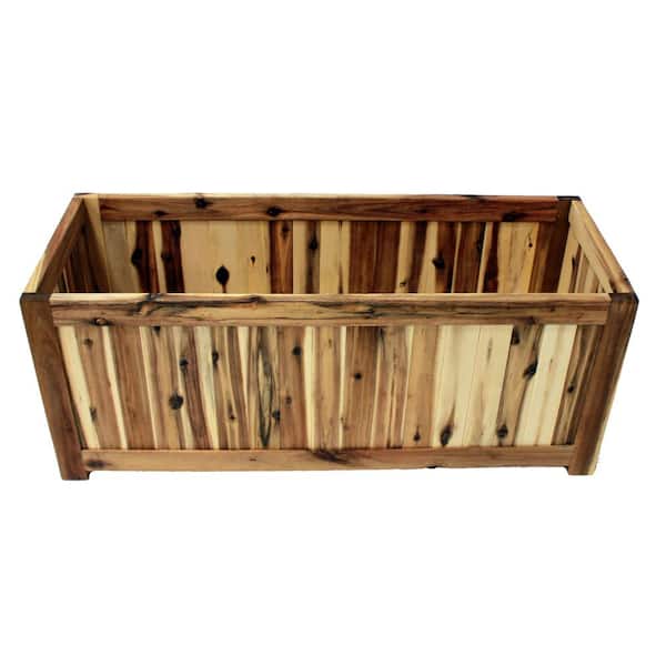 Unbranded 31 in. Acacia Wood Rectangular Flower Planter, Window Box