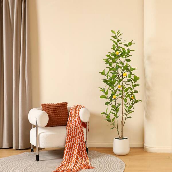 DR.Planzen 6 ft. Artificial Plastic Lemon Tree in Pot, Pre Potted