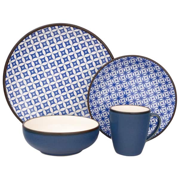 Sango Crystal 16-Piece Blue Dinnerware Set