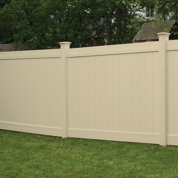 Veranda Linden 5 in. x 5 in. x 9 ft. Sand Vinyl Routed Fence Line Post