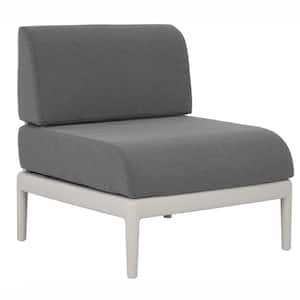 Beautiful World Collection GRS Recycled Plastic Leaf Modular Outdoor Lounge Armless Chair, Grey