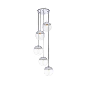 Timeless Home 18 in. 5-Light Chrome and Clear Pendant Light, Bulbs Not Included