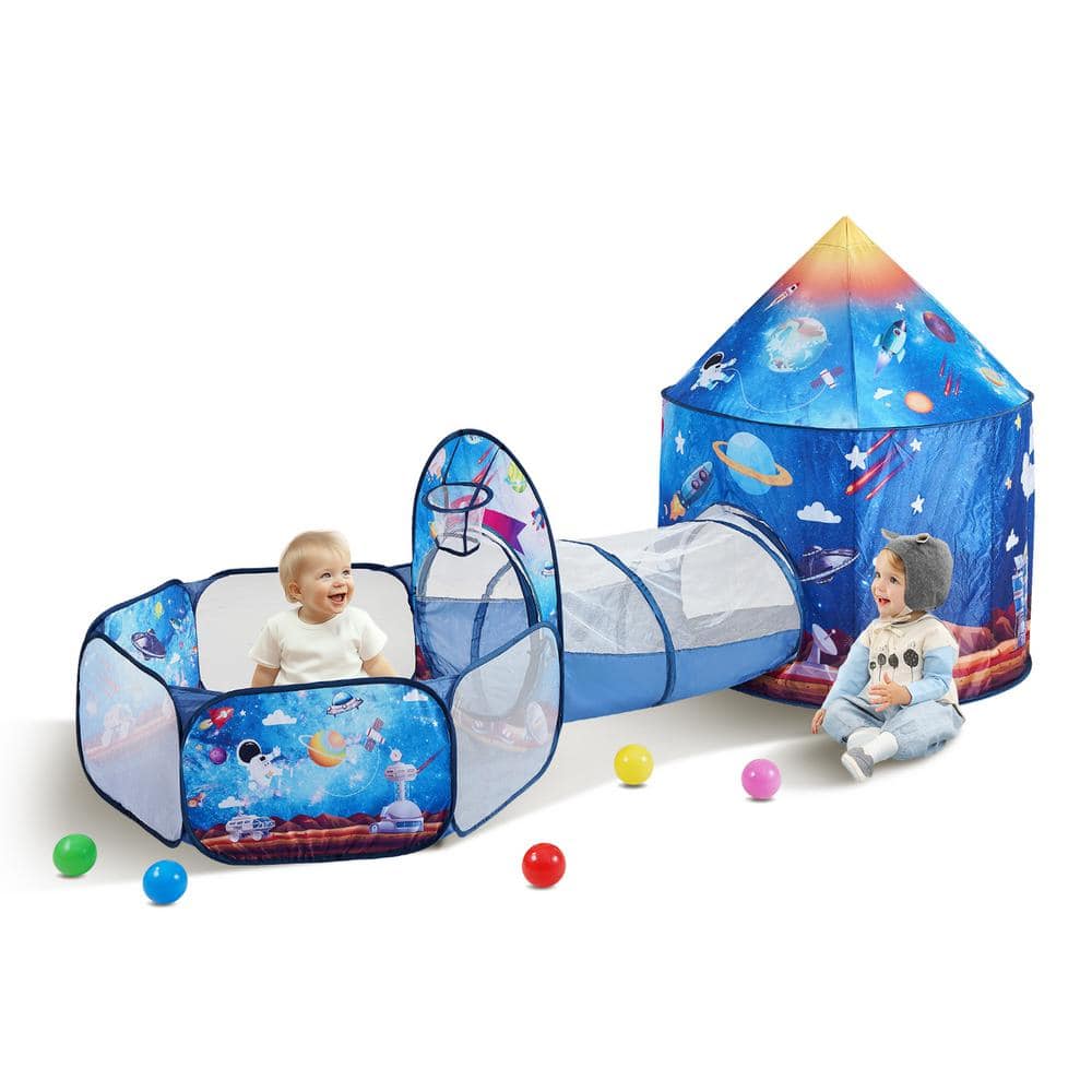 3-In-1 Kids Play Tent with Tunnel for Boys Girls Babies and Toddlers Indoor Outdoor Pop Up Playhouse with Carrying Bag