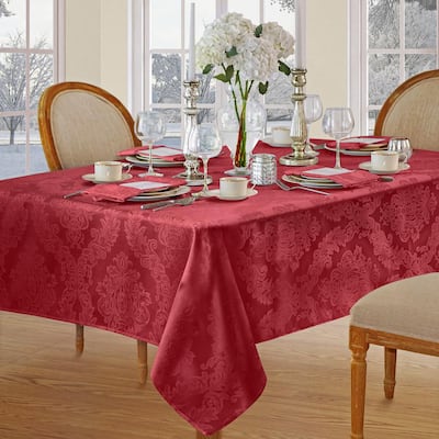 60 in. W x 120 in. L Red Barcelona Damask Fabric Tablecloth