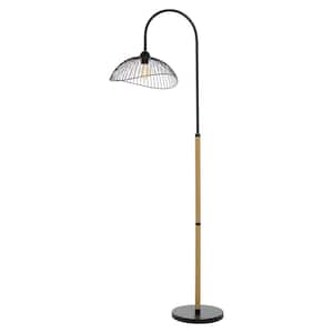 Ira 64.5 in. Black Candlestick Floor Lamp with Wavy Dome Shade