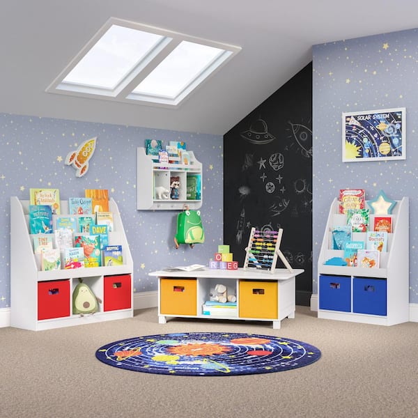 RiverRidge Home Wide White Kids Bookshelf and Toy Storage