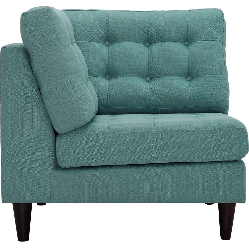Laguna Tufted Fabric Armless Corner Chair with Wood Legs