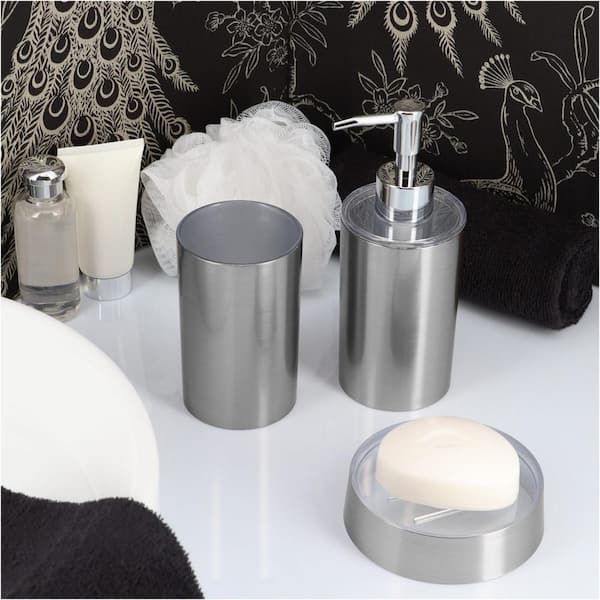 Plastic Soap Dish Wavy Soap Saver for Bathroom Countertops in Dark Gray 