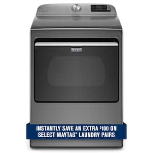 7.4 cu. ft. 240-Volt Metallic Slate Smart Capable Electric Dryer with Hamper Door and Advanced Moisture Sensing