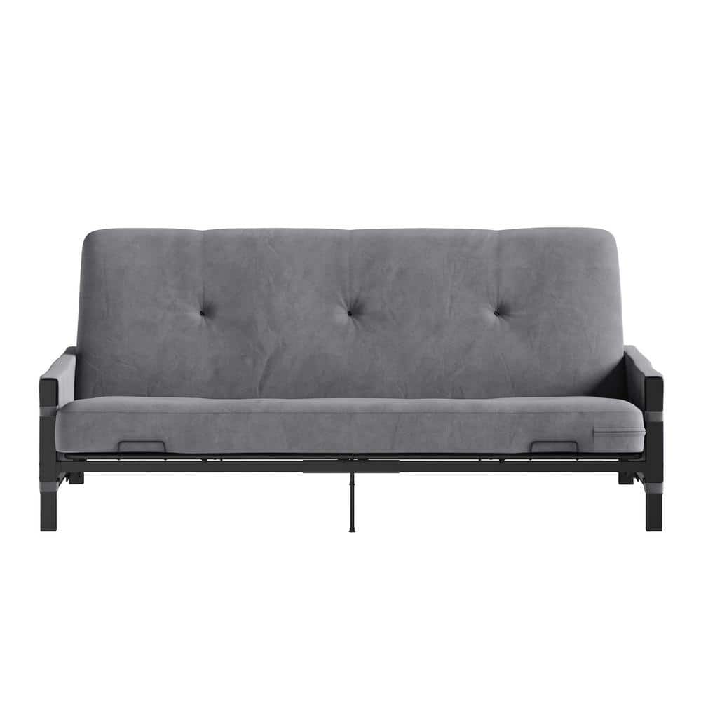 REALROOMS Avanti Black Metal Futon Frame with Storage Pockets 2491059 The Home Depot
