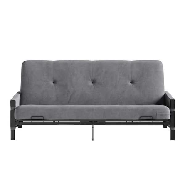 REALROOMS Avanti Black Metal Futon Frame with Storage Pockets