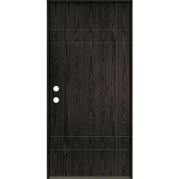 Krosswood Doors SUMMIT Modern 36 in. x 80 in. Right-Hand/Inswing 10-Grid Solid Panel Baby Grand Stain Fiberglass Prehung Front Door