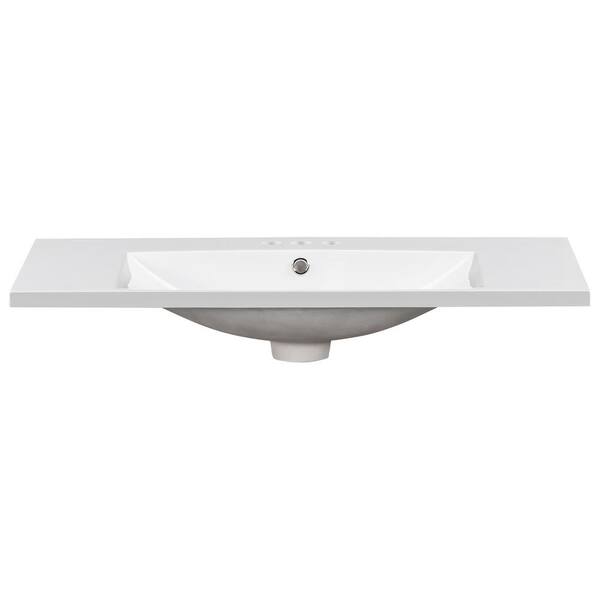 AOPSPS 36 in. corner Bathroom Basin Sink in White Resin