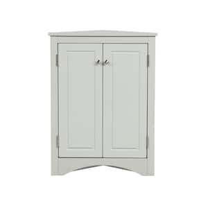 17.2 in. W x 17.2 in. D x 31.5 in. H Gray MDF Freestanding Triangle Bathroom Linen Cabinet with Adjustable Shelves