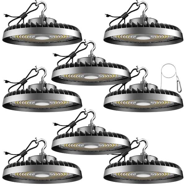 8-Pack of 250-Watt LED High Bay Light 37500LM High Bay LED Shop Lights AC100-277V Commercial Bay Lighting for Warehouse