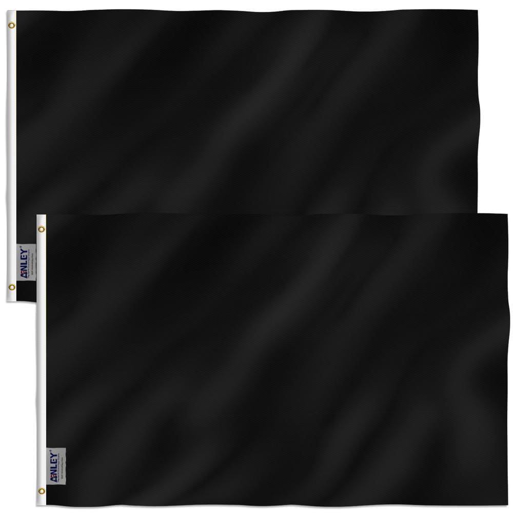 ANLEY Fly Breeze 3 ft. x 5 ft. Polyester Solid Black Flag 2-Sided Flag ...