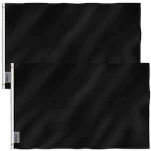 Fly Breeze 3 ft. x 5 ft. Polyester Solid Black Flag 2-Sided Flag Banner with Brass Grommets Plain Black Flags (2-Pack)