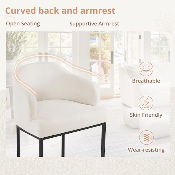 LUE BONA Crystal Beige 26 in.Counter Height Fabric