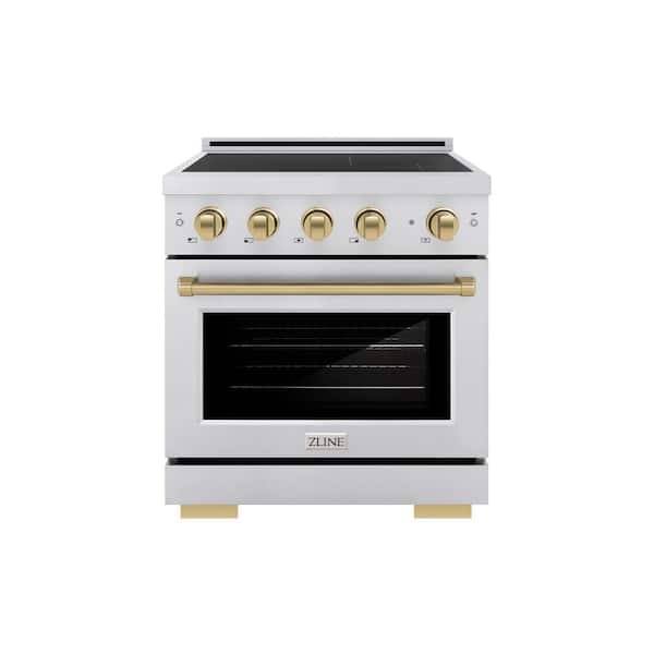 Autograph 30 in. 4.2 cu. ft. Paramount Induction Range with 4 Element Cooktop in Stainless Steel with Champagne Accents