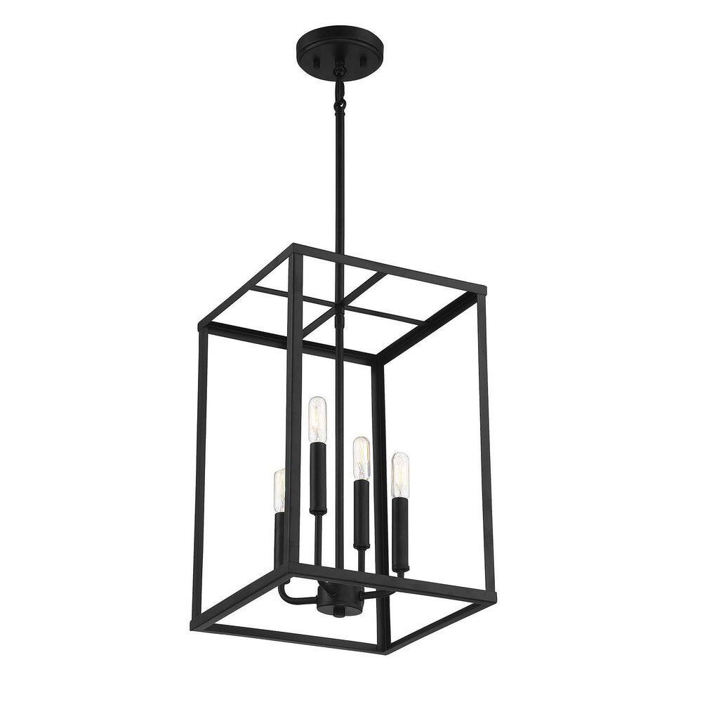 Geometric Matte Black 4-Light LED Compatible Pendant