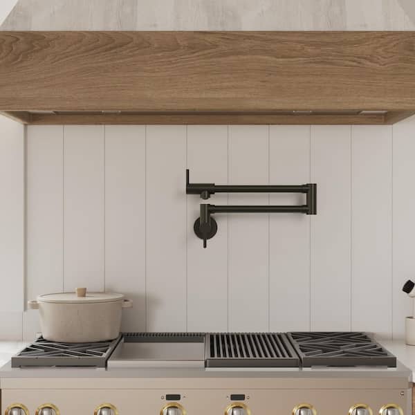 Wall Mounted Cold-Water Pot Filler with Handle in Matte Black